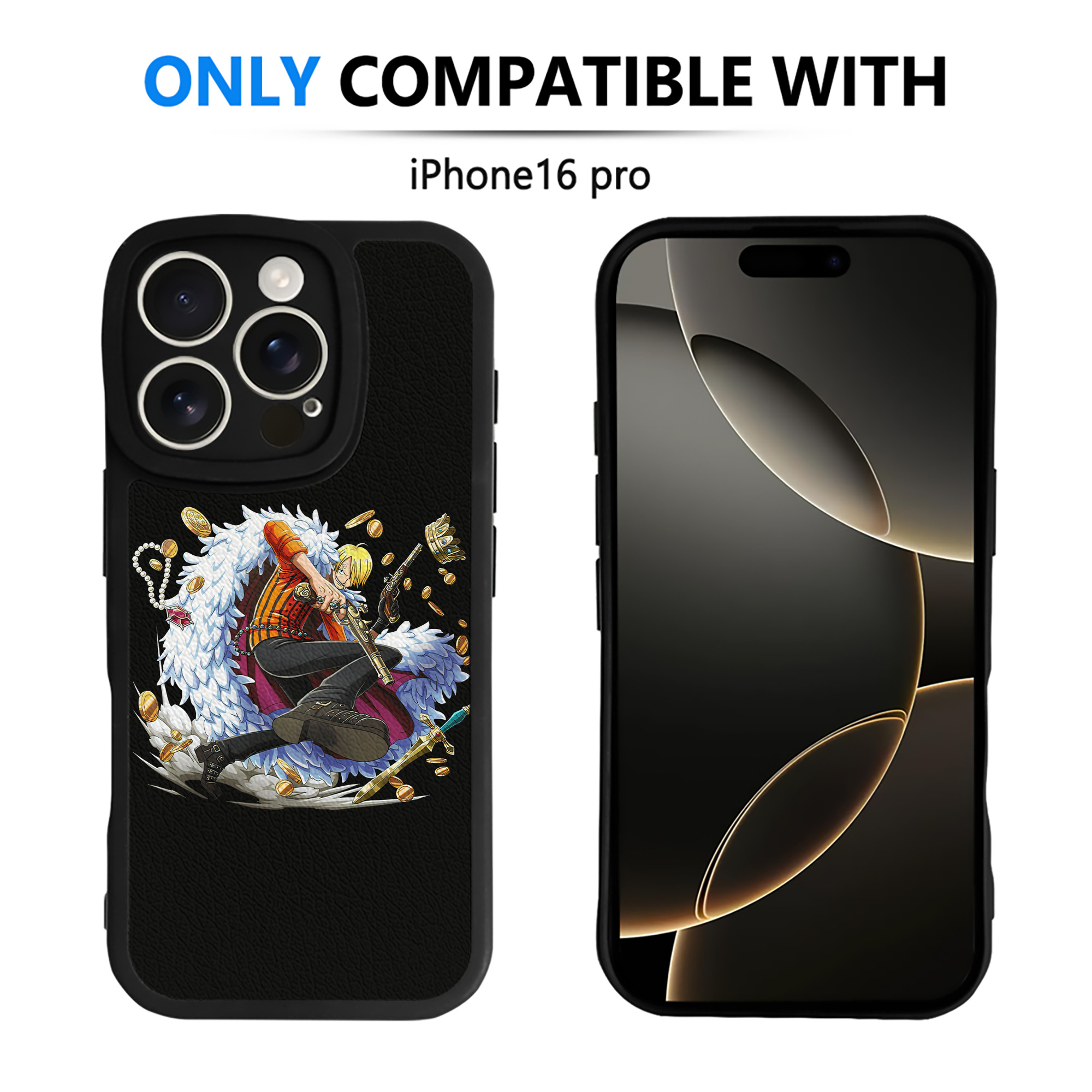 （画像用） ワンピース サンジ ONE PIECE Sanji 【iPhone 16シリーズ対応】シリコンスマホケース（レザー調） 材質：シリコン